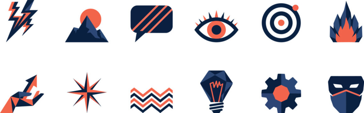 Modern geometric with abstract shapes a vector icon set on white background