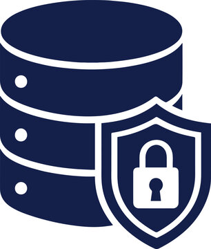 Database server with secure shield and lock icon Vector