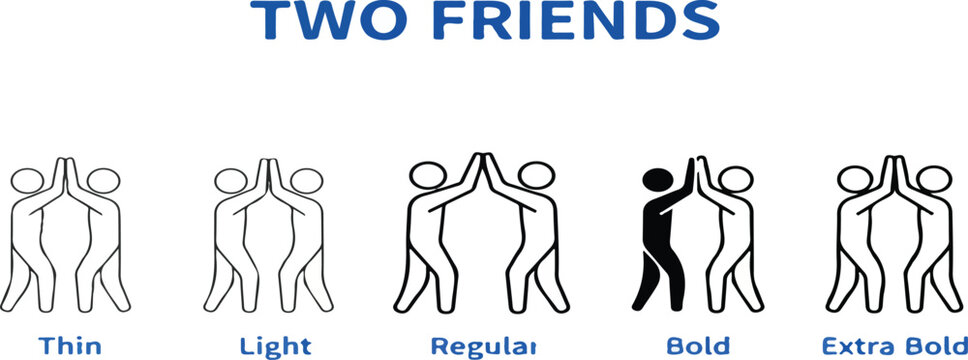 two friends icon. Thin, light, regular, bold, black two friends icon set from behavior and action collection. Editable two friends symbol can be used web and ... See More.eps