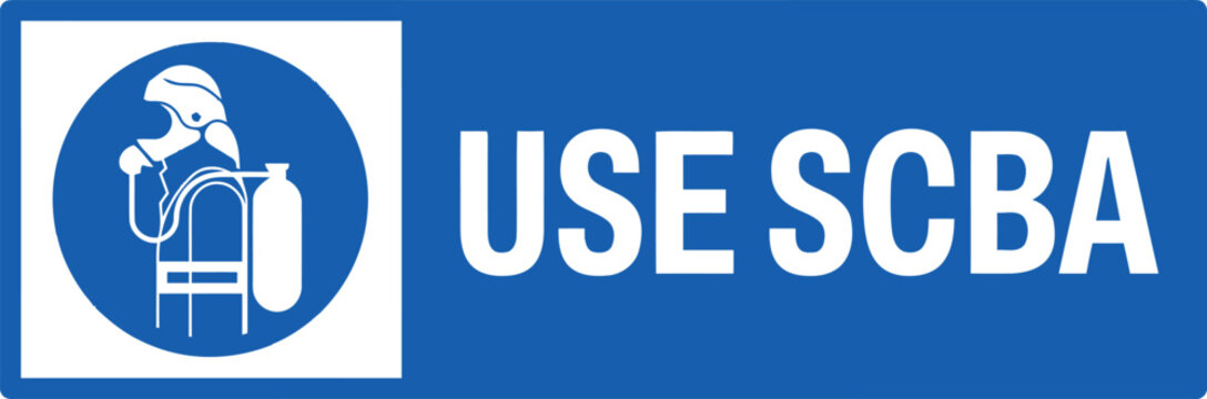 Mandatory Safety Sign: Use SCBA (Self-Contained Breathing Apparatus) Blue Industrial Warning Sign