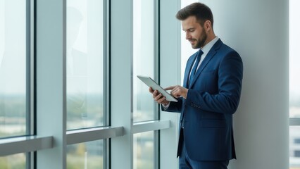Fototapeta premium Businessman Using Digital Tablet in Modern Office
