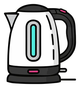 Electric kettle neon glow perspective view. Generative AI