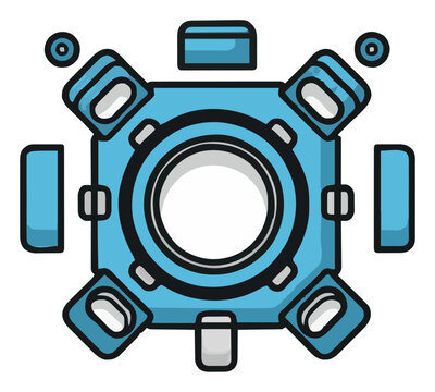 Underwater camera housing top-down view vector. Generative AI