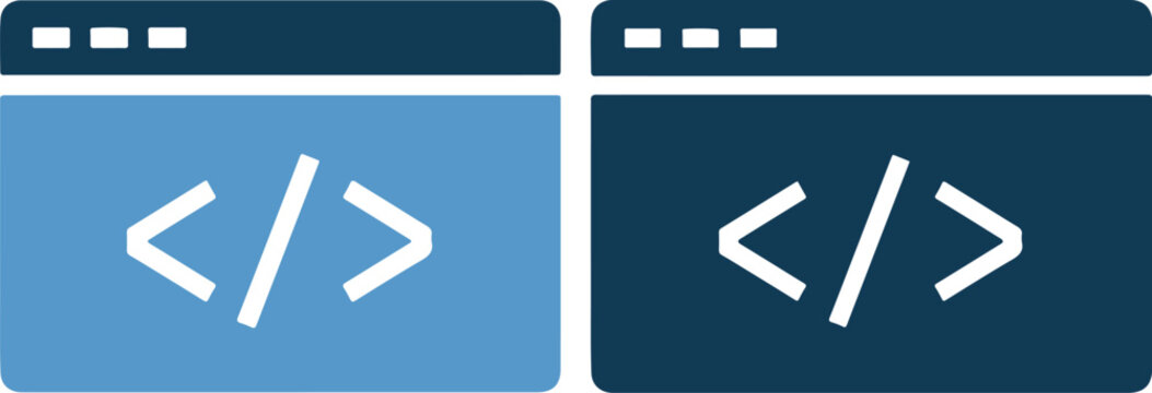 Two coding windows in blue and dark blue