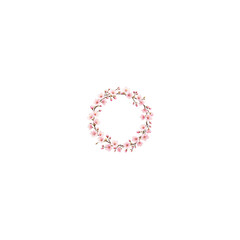 Fototapeta premium Circular Cherry Blossom Wreath Transparent PNG Sakura Floral Frame