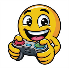 Obraz premium Gaming Apple Mascot with Headphones and Controller, Happy Cartoon Apple Playing Video Games. 