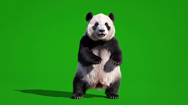 Cute fluffy panda dancing playfully in place with realistic fur and full body smooth loop motion