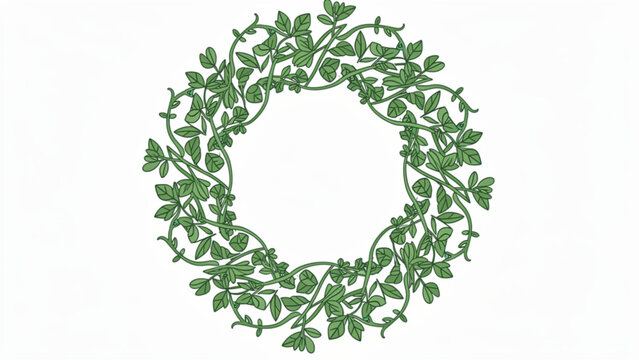 green leafy plant wreath with vibrant foliage in circular shape natural decorative element