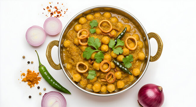 Aromatic Chickpea Curry in a Traditional Tawa