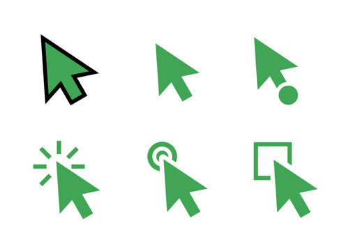 Mouse Cursor and Click Pointer Icons Set for Navigation and User Interaction Design. Modern Arrow Selection Symbols for Websites, Applications and Digital Interface Elements.