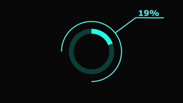 Animated Teal Pie Chart Infographic with 45 Percent on Black Background for Data Visualization and Business Presentation.