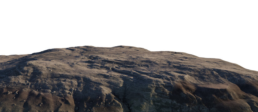Rocky Plateau Landscape 3D Rendering Cutout With Barren Cliff And Textured Stone Surface