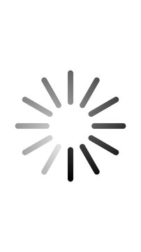 Dynamic loading indicator animation with glowing bars rotating around center on white background, representing data processing or waiting progress for digital interfaces.
