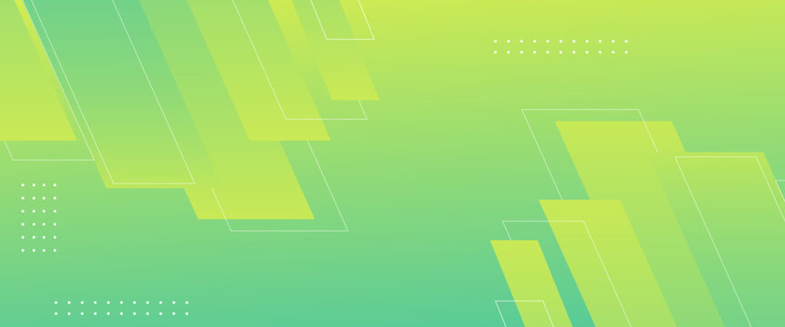 A banner template with a soft green gradient. The background design features overlapping green paper cutouts. simple background.
