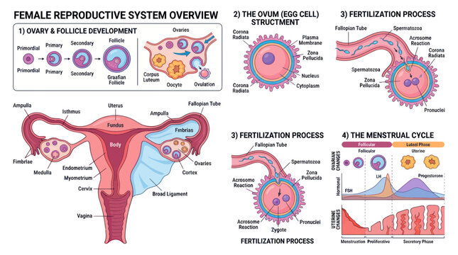 Female reproductive system anatomy and menstrual cycle overview