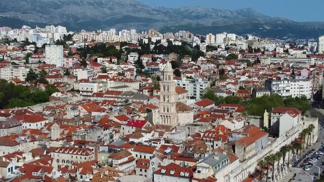 Aerial view of split cityscape croatia with cathedral of saint domnius