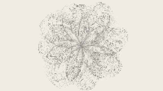 Abstract Halftone Floral Animation Pulsating on Cream Background. 4K Video