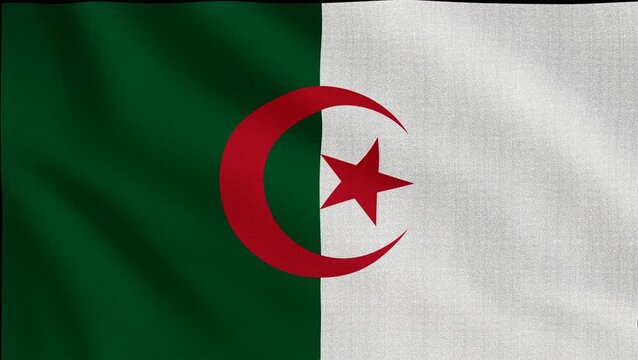 People's Democratic Republic of Algeria National Flag Waving Background