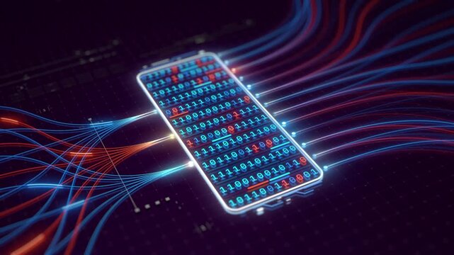 AI Infrastructure Network Processing Binary Data Flow Through Intelligent Digital Architecture Animation