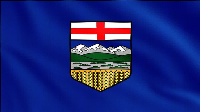 Province of Alberta Canada Flag Waving Close Up Texture