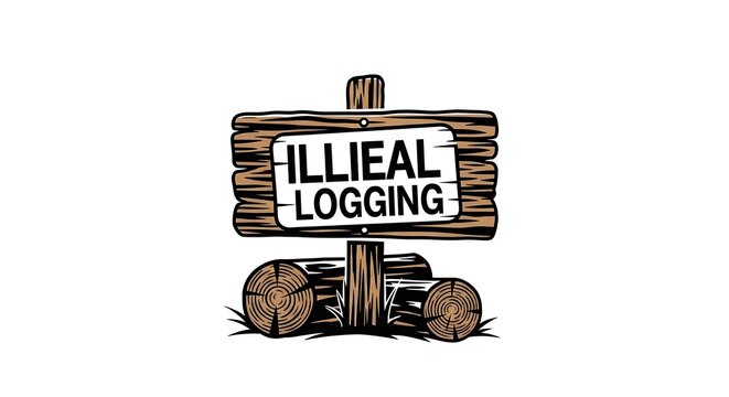 Protest sign against illegal logging practices.