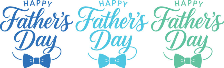 Obraz premium Happy father's day typography with bow tie graphic vector illustration set