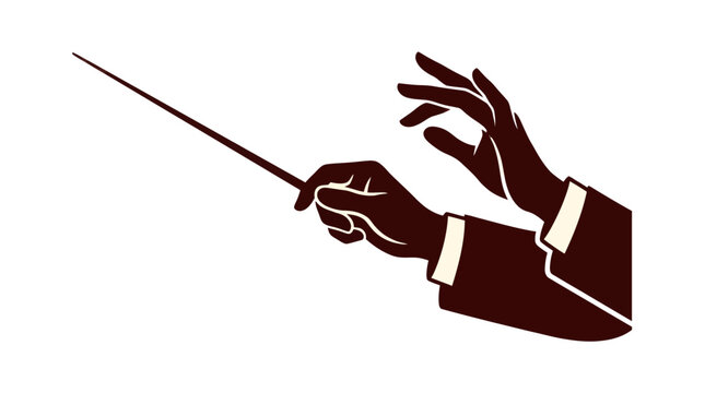 Conductor's Hands with Baton Vector Illustration