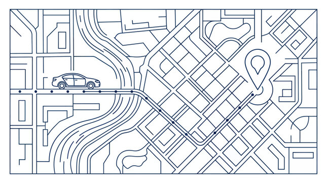 City Map Navigation Line Art Vector