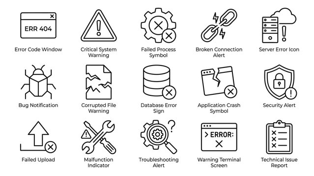 Collection of error and warning icons.