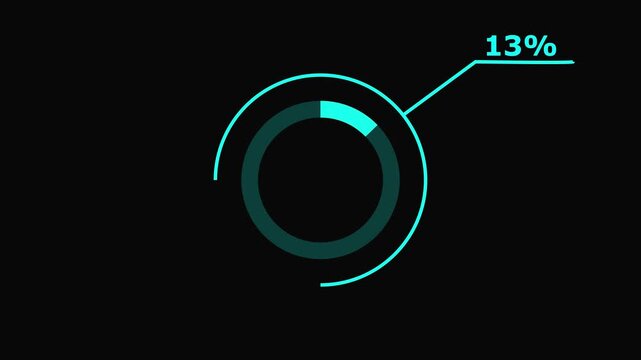 Animated Teal Progress Circle with 30 Percent Completion Rate on Black Background for Data Visualization and Infographic Projects.