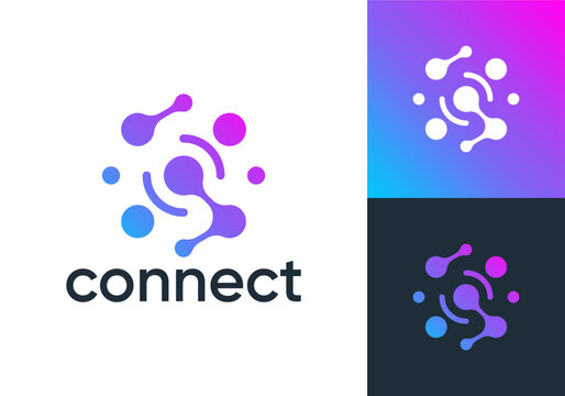abstract neuron dot connect logo. network signal technology connectivity symbol icon design