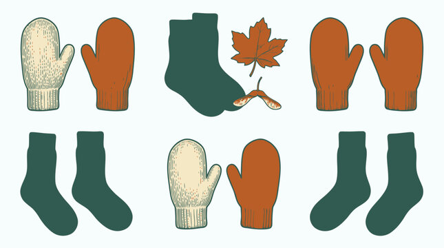 Colorful sock icons set vector illustration for apparel design.