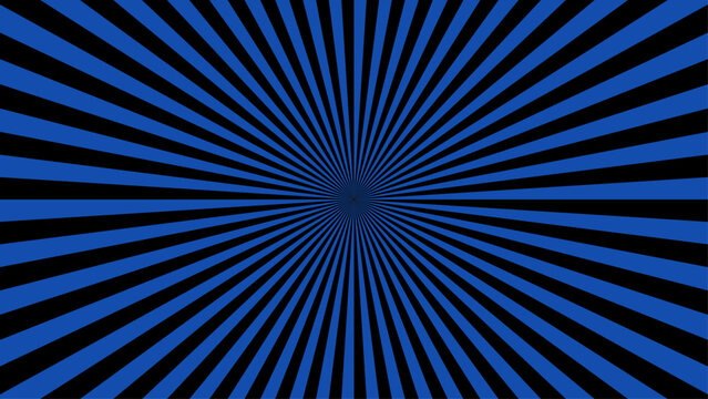 Vibrant blue and black pixelated sunburst pattern with a central focal point