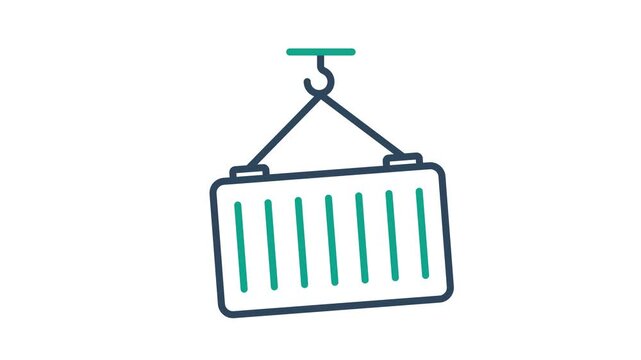 Container icon animation. representing heavy freight, maritime transport, and global trade. Alpha channel, transparent background
