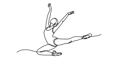 Continuous line drawing of a ballerina dancing © S Arts & Culture