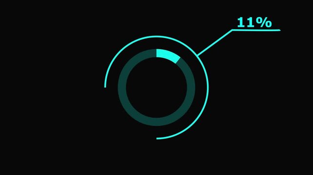 Animated Teal Progress Circle with 25 Percent Indicator on Black Background for Data Visualization and Infographic Projects.