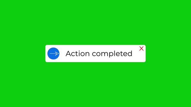 interactive action completed popup modal animation for user interface.