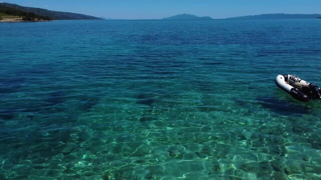 Idyllic adriatic sea scenery at zavala beach hvar island