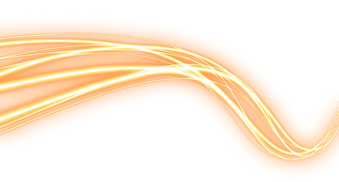 Light Speed Motion Streaks Gold on Transparent Background