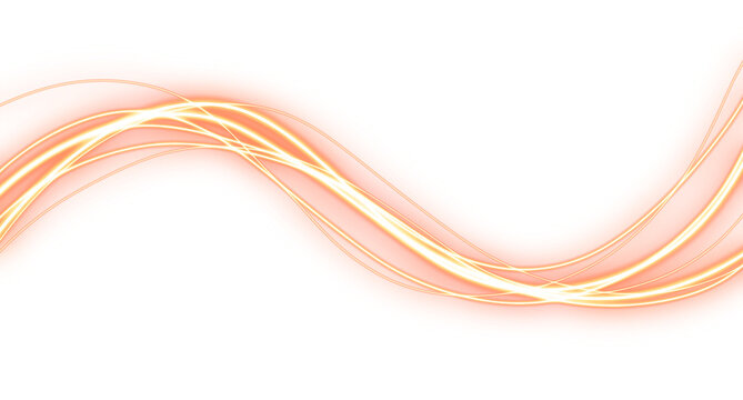 Abstract Gold Swoosh Light Effect on Transparent Background