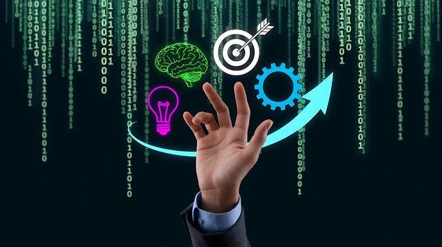 Digital transformation strategy concept with innovation target and business growth