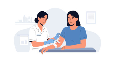 Fototapeta premium Nurse Administering Injection to Worried Patient in Clinic