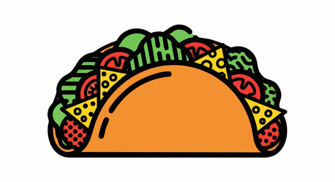 Close up of a delicious taco with various fillings.