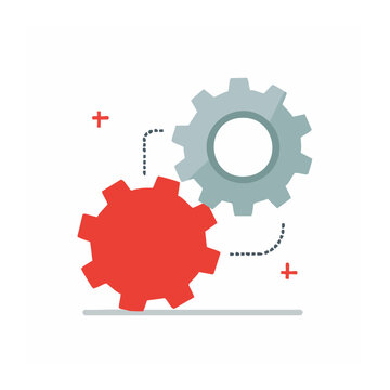 Red and Gray Gear Icon Set