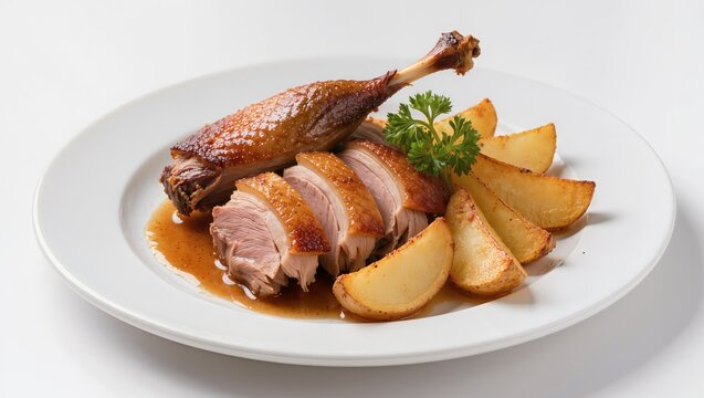 Gourmet Meal Served on White Plate