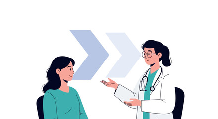 Obraz premium Doctor consulting with patient, medical advice and healthcare concept, modern vector illustration