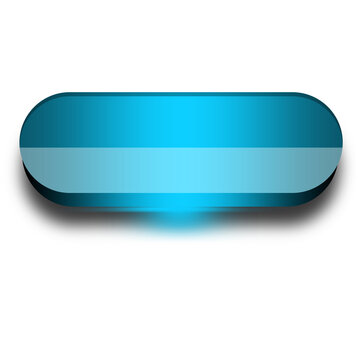 Glossy Blue Rounded UI Button on Transparent Background ,Shiny Rounded Blue Call to Action Button Graphic Element