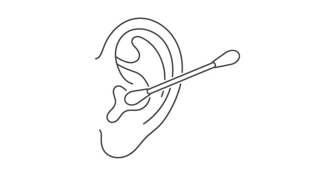 Ear Cleaning Cotton Swab Line Art