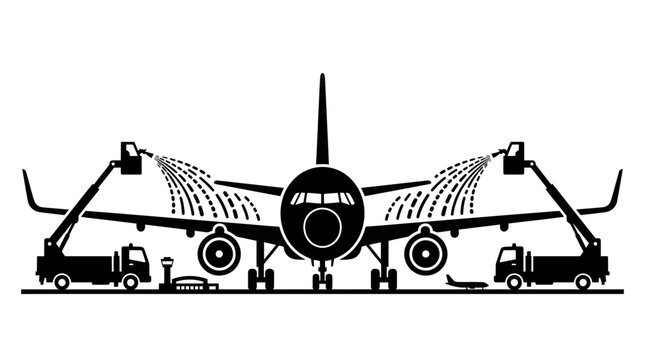Airplane De-Icing Service Vector Illustration