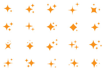 Obraz premium Stars set icons, different sparkle star shapes icon collection, shine stars sparkles signs, bling decoration. Magic twinkle vector elements, shining glitter effect for artificial intelligence.